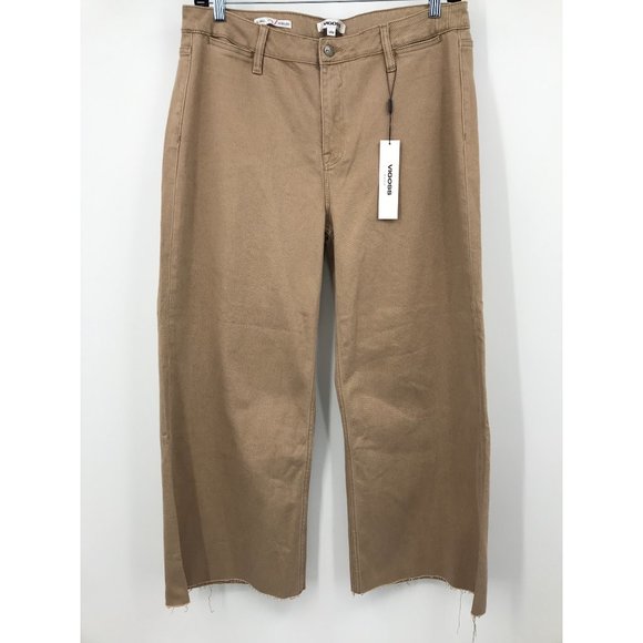 Vigoss Denim - Vigoss Alanis Cropped High Waist Rise Wide-Leg Jeans Beige 18W NEW